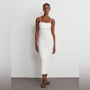 NWT Zara Embroidered Stretch Knit Dress White Small spring summer vacation